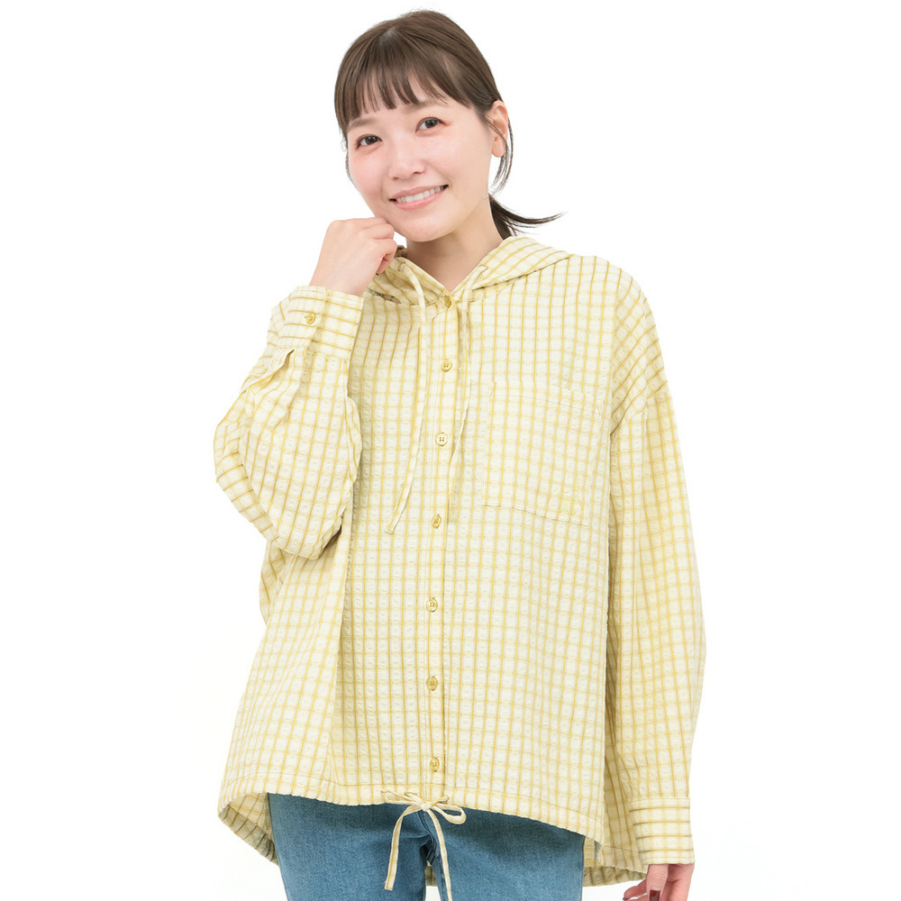 フード付きチェックシャツ9