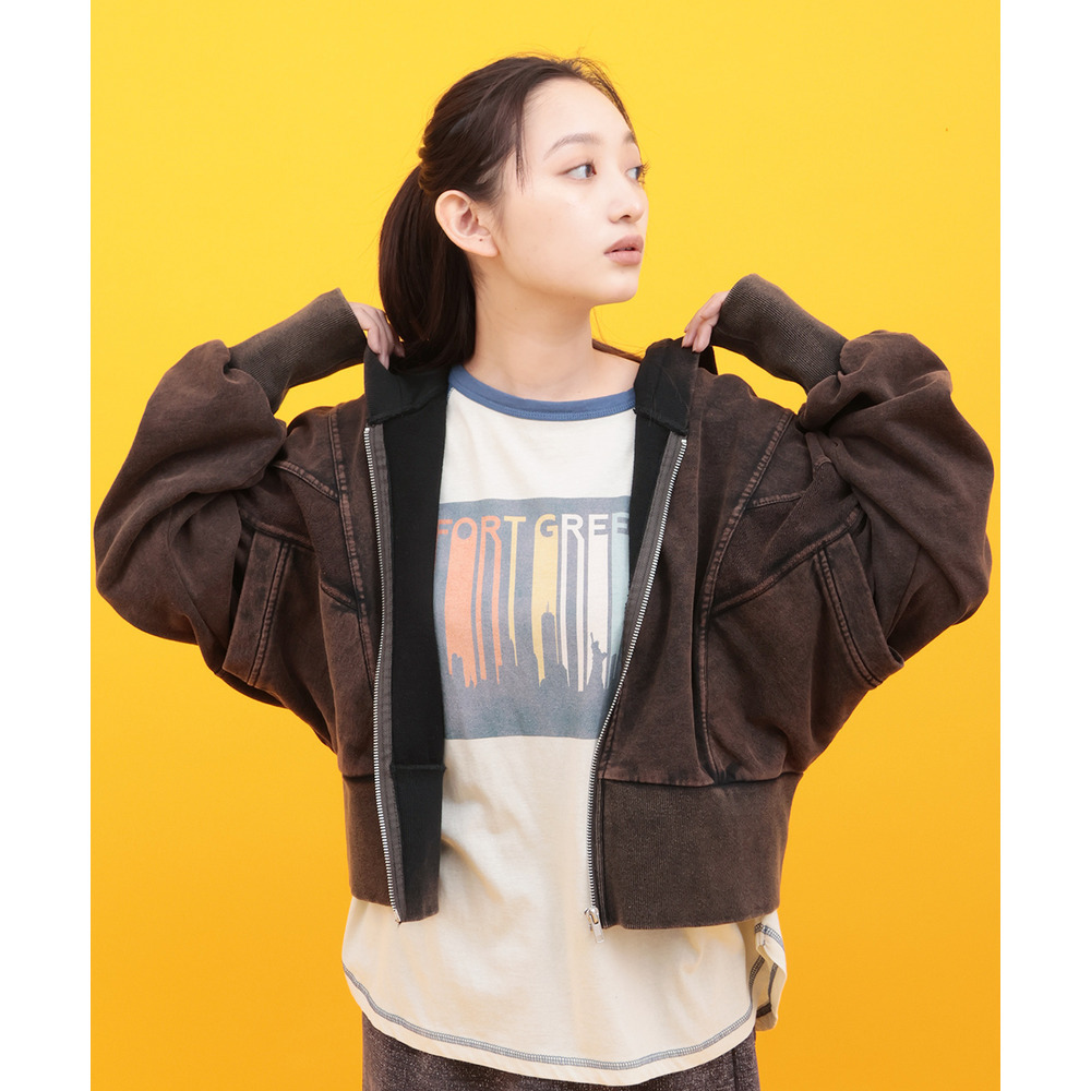 Orale! 裏毛ケミカル切替ジップパーカー