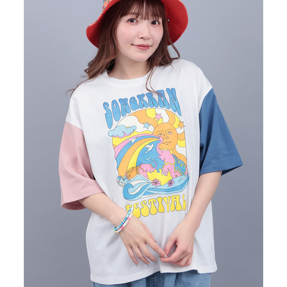 カラフルソンクラーンプリントTシャツ