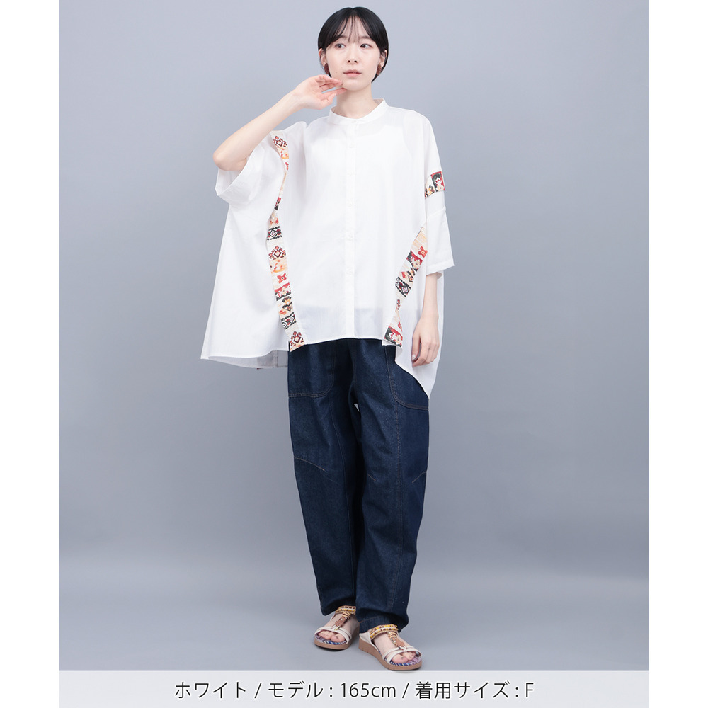 柄ライン切替シャツ1