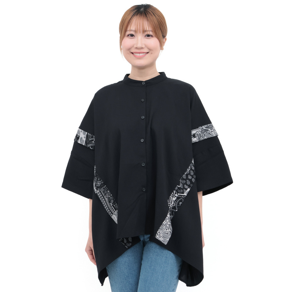 柄ライン切替シャツ10