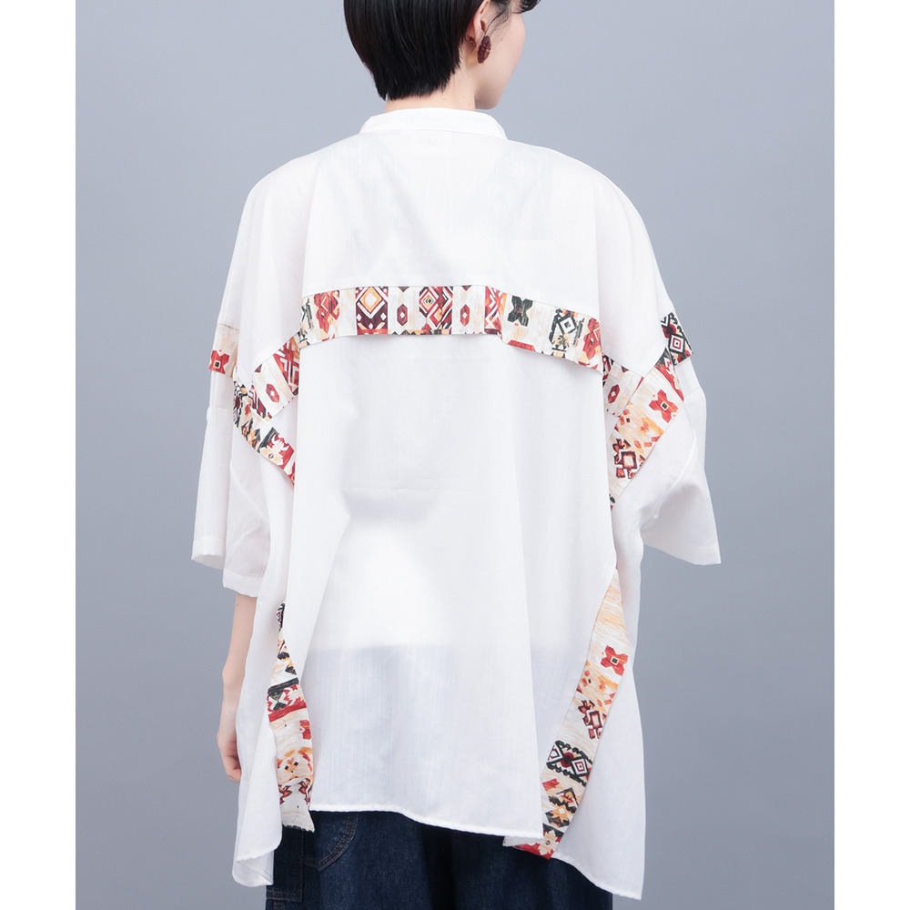 柄ライン切替シャツ3