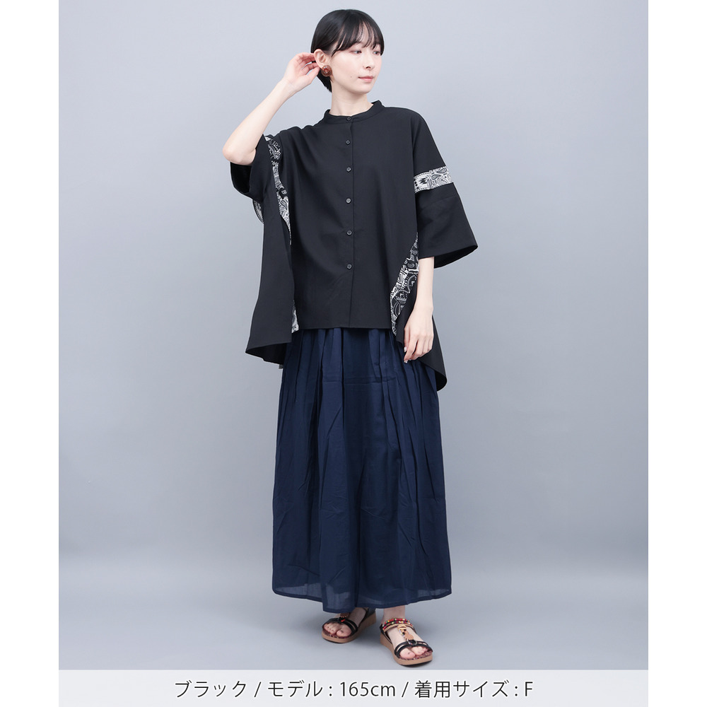 柄ライン切替シャツ6