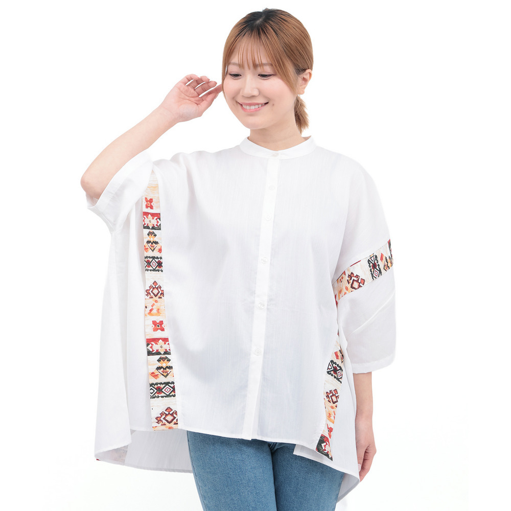 柄ライン切替シャツ8