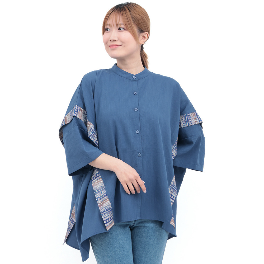 柄ライン切替シャツ9