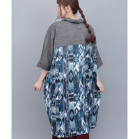 イカットプリントドッキングシャツワンピース