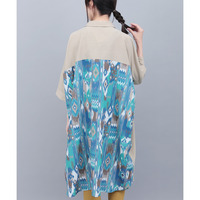 イカットプリントドッキングシャツワンピース