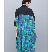 イカットプリントドッキングシャツワンピース