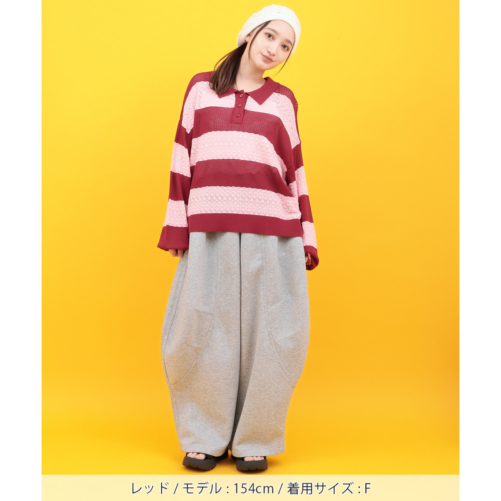 Orale! 透かし編みボーダーニットプルオーバー1