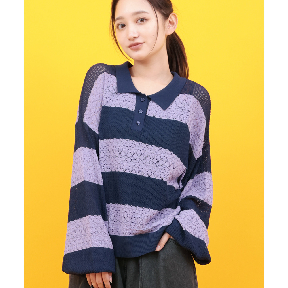 Orale! 透かし編みボーダーニットプルオーバー6