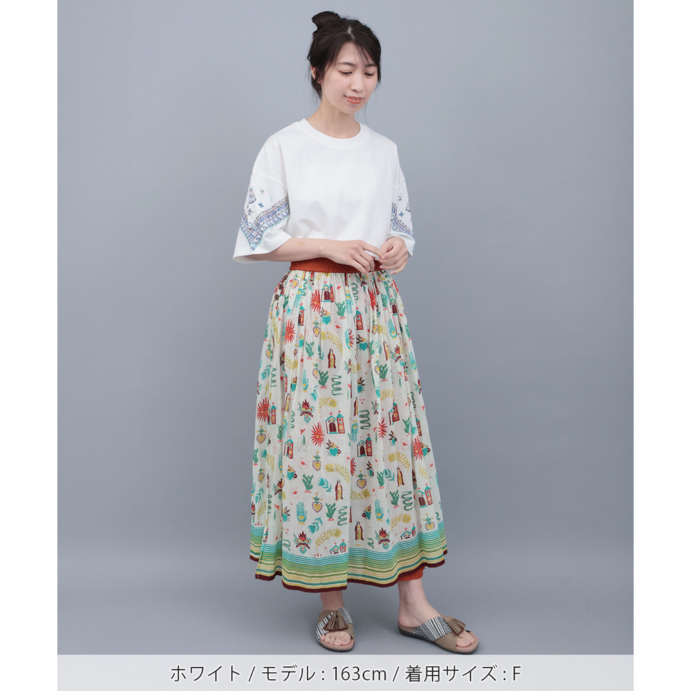 バンダナスリーブ刺繍Tシャツ1