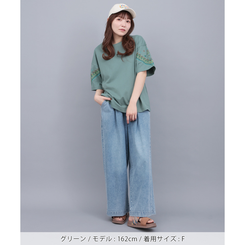 バンダナスリーブ刺繍Tシャツ5