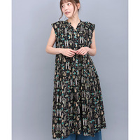 コットンボイルエジプト総柄ワンピース