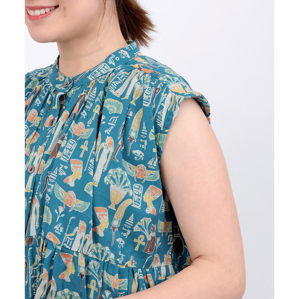 コットンボイルエジプト総柄ワンピース10