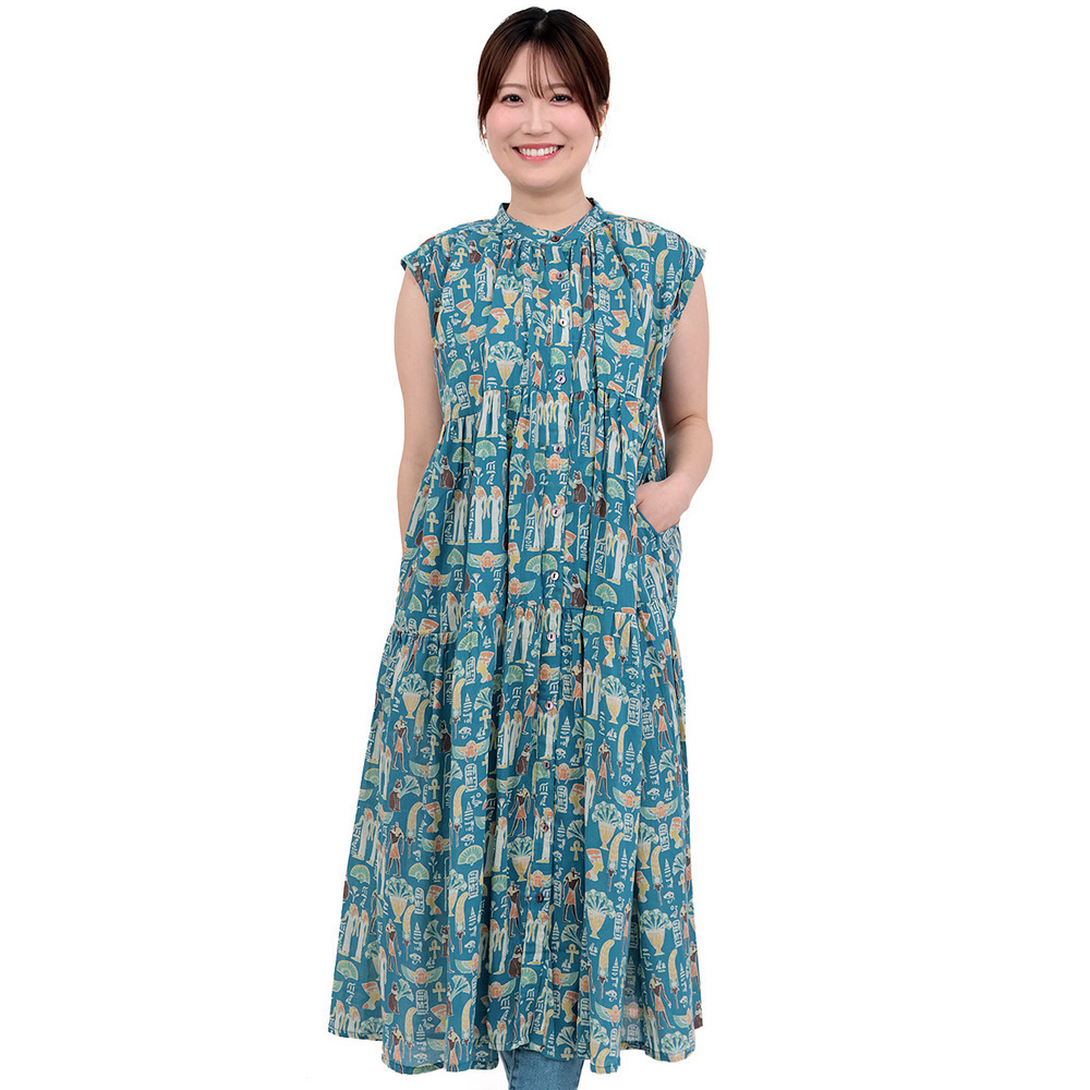 コットンボイルエジプト総柄ワンピース5