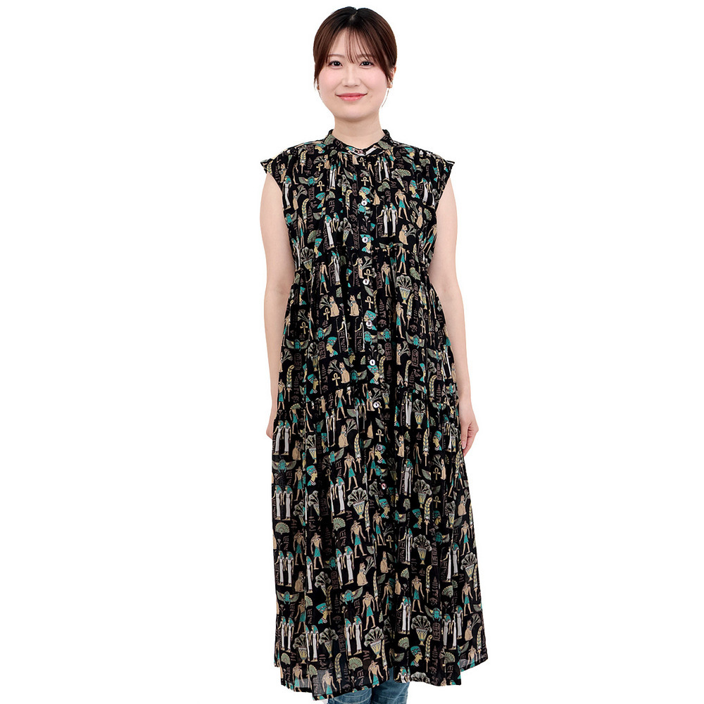 コットンボイルエジプト総柄ワンピース6