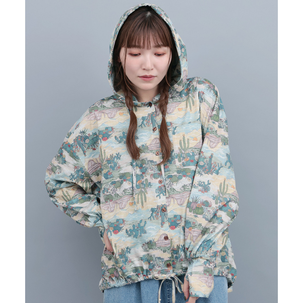 機能性フード付きシャツ