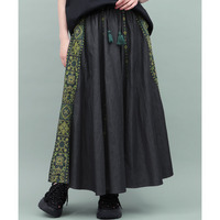 Rico ライトデニムメヒコタイル刺繍フレアスカート