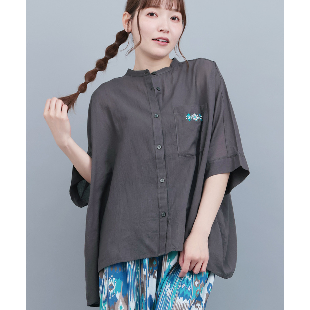 バンドカラーシアードルマンシャツ