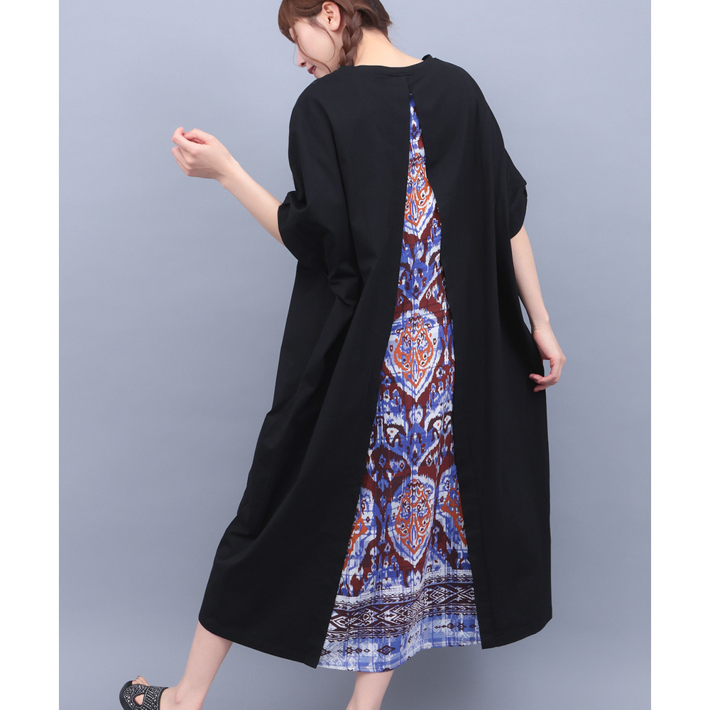 バックプリントコンビワンピース