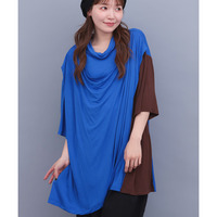 バイカラードレープ Tシャツ