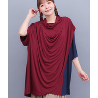 バイカラードレープ Tシャツ