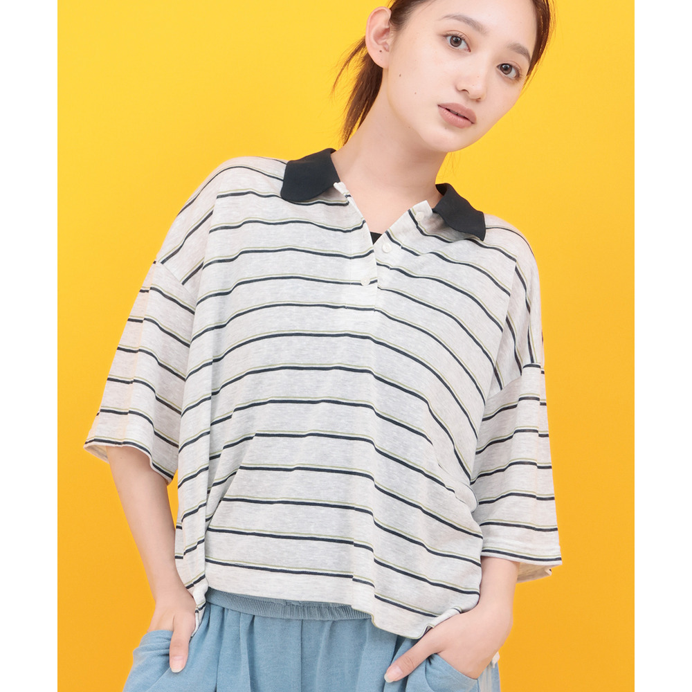 Orale! シアーボーダーポロシャツ