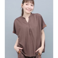 接触冷感 鹿の子キーネックプルオーバー