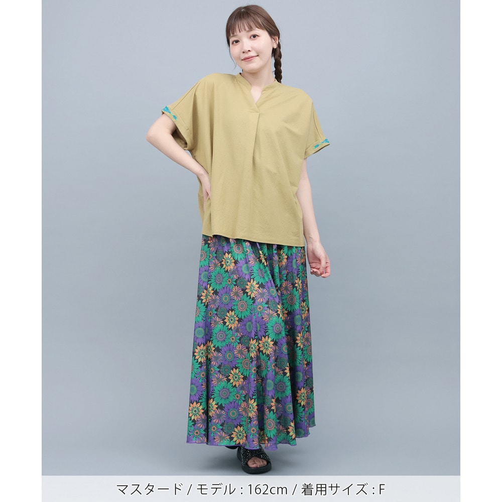 接触冷感 鹿の子キーネックプルオーバー1