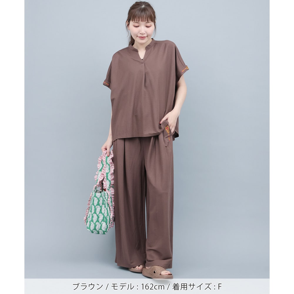 接触冷感 鹿の子キーネックプルオーバー3