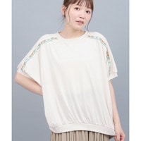 汗染み防止ドルマン刺繍プルオーバー