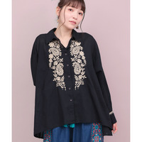 ペイズリーフロル刺繍フレアシャツ