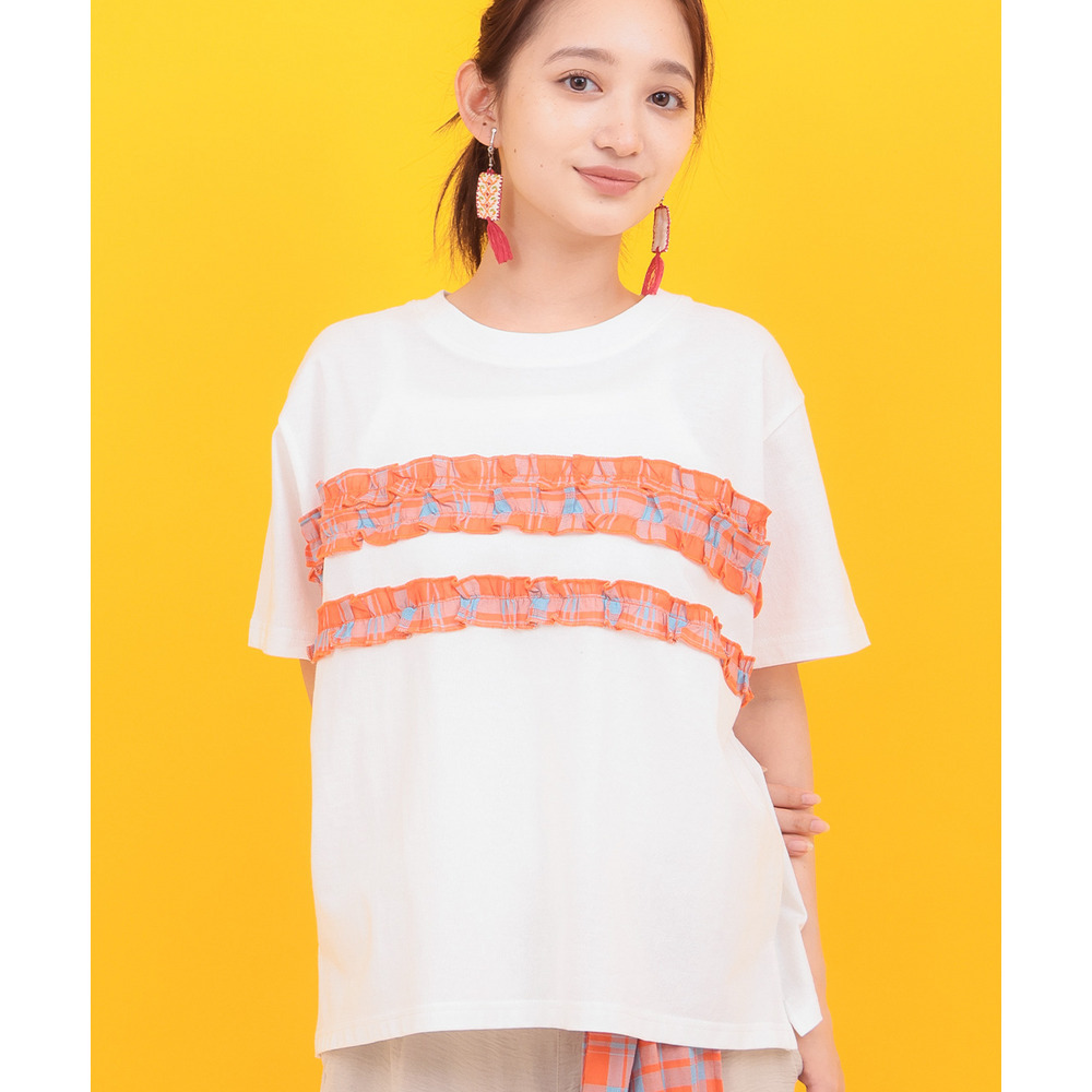 Orale! カラーチェックラインTシャツ