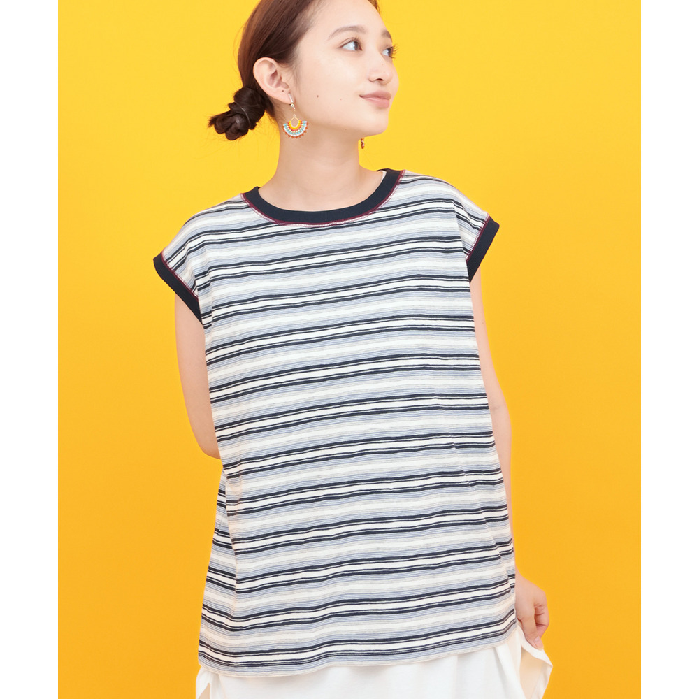Orale! マルチボーダーノースリーブTシャツ