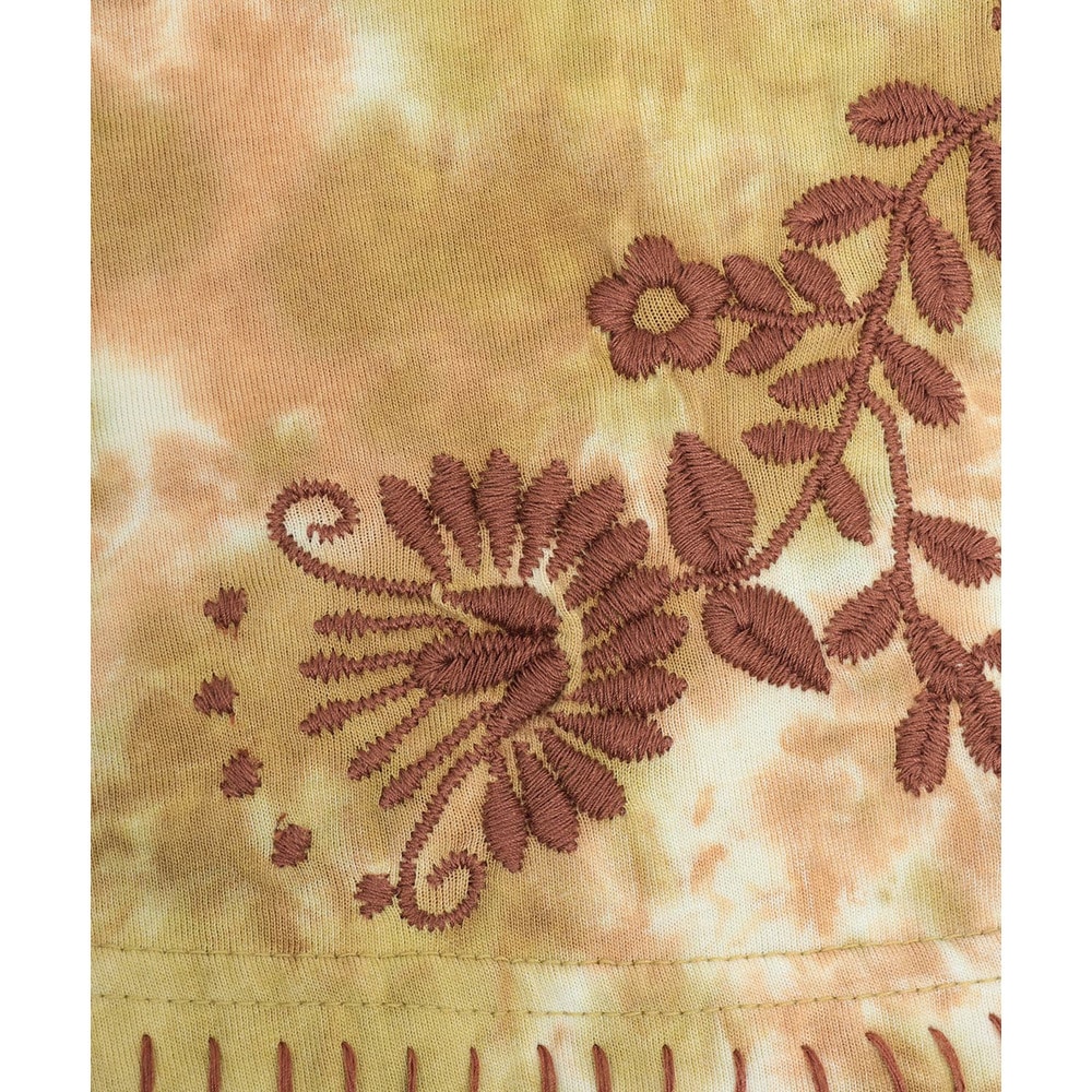 ムラ染フロール刺繍チュニックTシャツ18