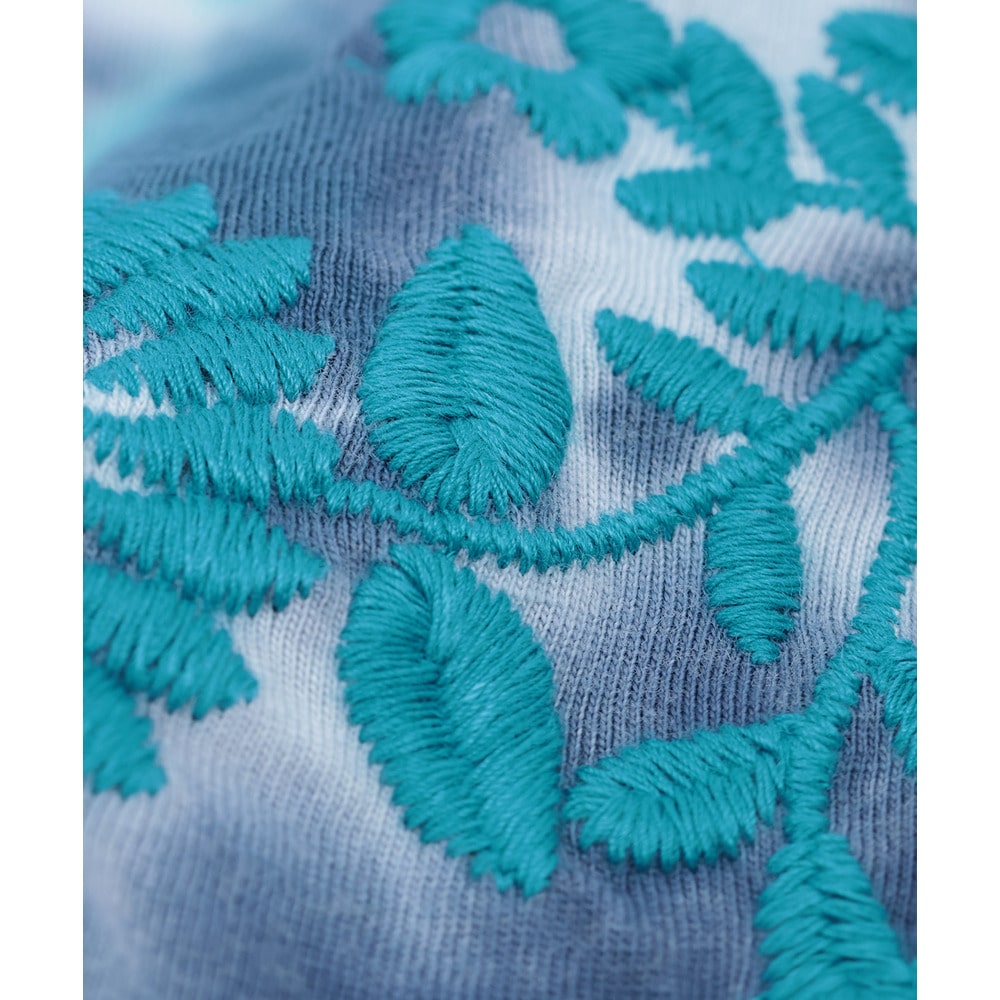ムラ染フロール刺繍チュニックTシャツ20