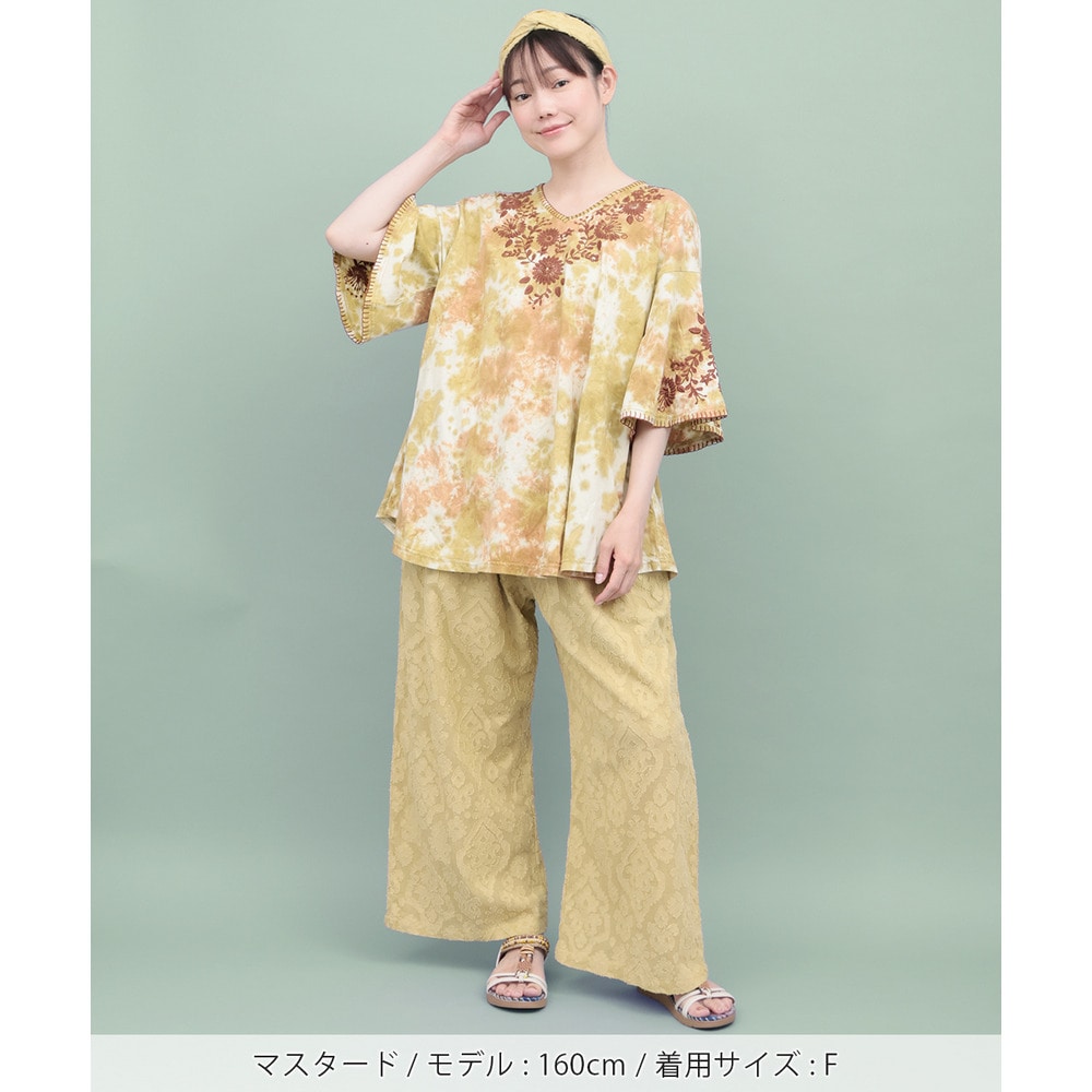 ムラ染フロール刺繍チュニックTシャツ4