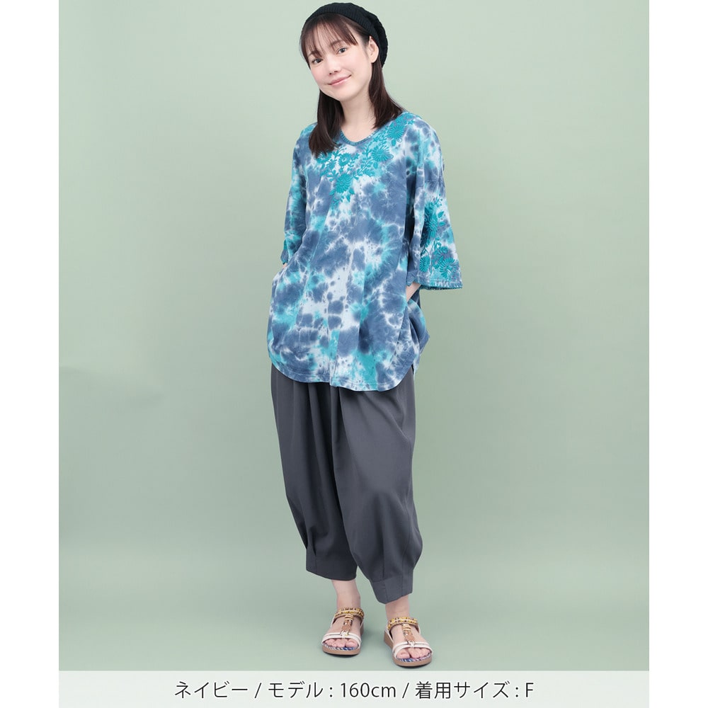ムラ染フロール刺繍チュニックTシャツ7