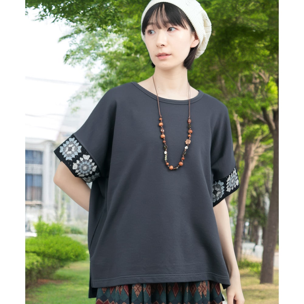 クロシェラインスリーブTシャツ1