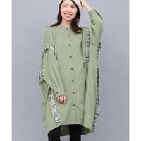 柄ライン切替シャツワンピース