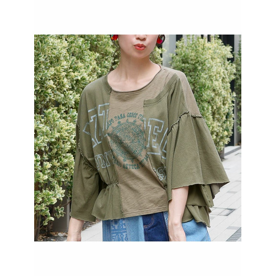 【期間限定価格】リメイク風ギャザースリーブ　Ｔシャツ【アリノマ/Alinoma】