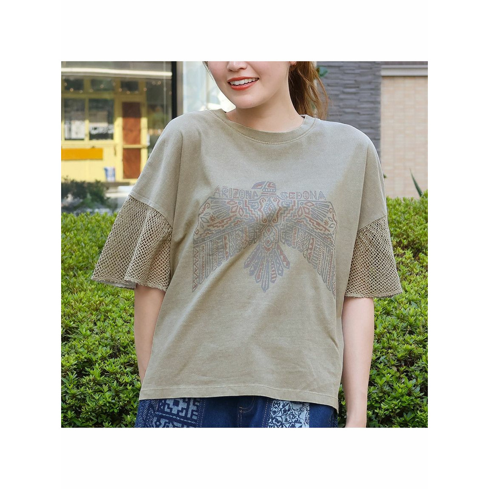 プリントメッシュスリーブ　Ｔシャツ3