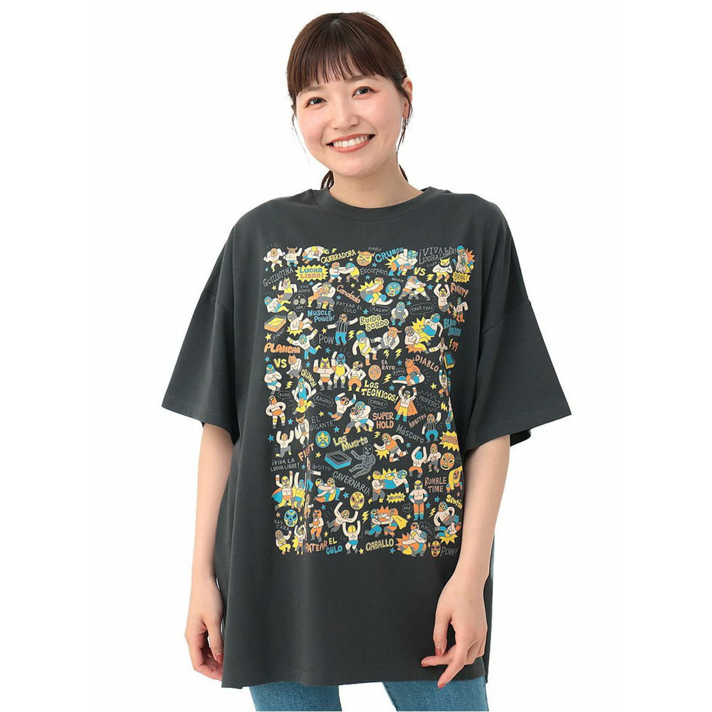 ルチャルチャパニックプリント　Ｔシャツ チャコールグレー 1