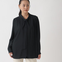 ジョーゼット無地ボウタイブラウス