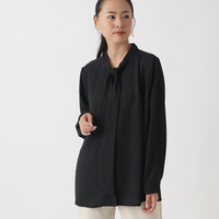 ジョーゼット無地ボウタイブラウス