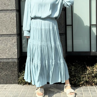 割繊シャンブレーティアードロングスカート
