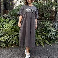 フロントロゴ発砲プリントロングワンピース