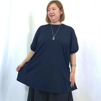 裾レースカットチュニック 大きいサイズ セピア