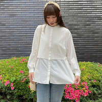 ジレー付きフレアロングシャツ
