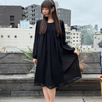 シフォン×カットフレアーワンピース